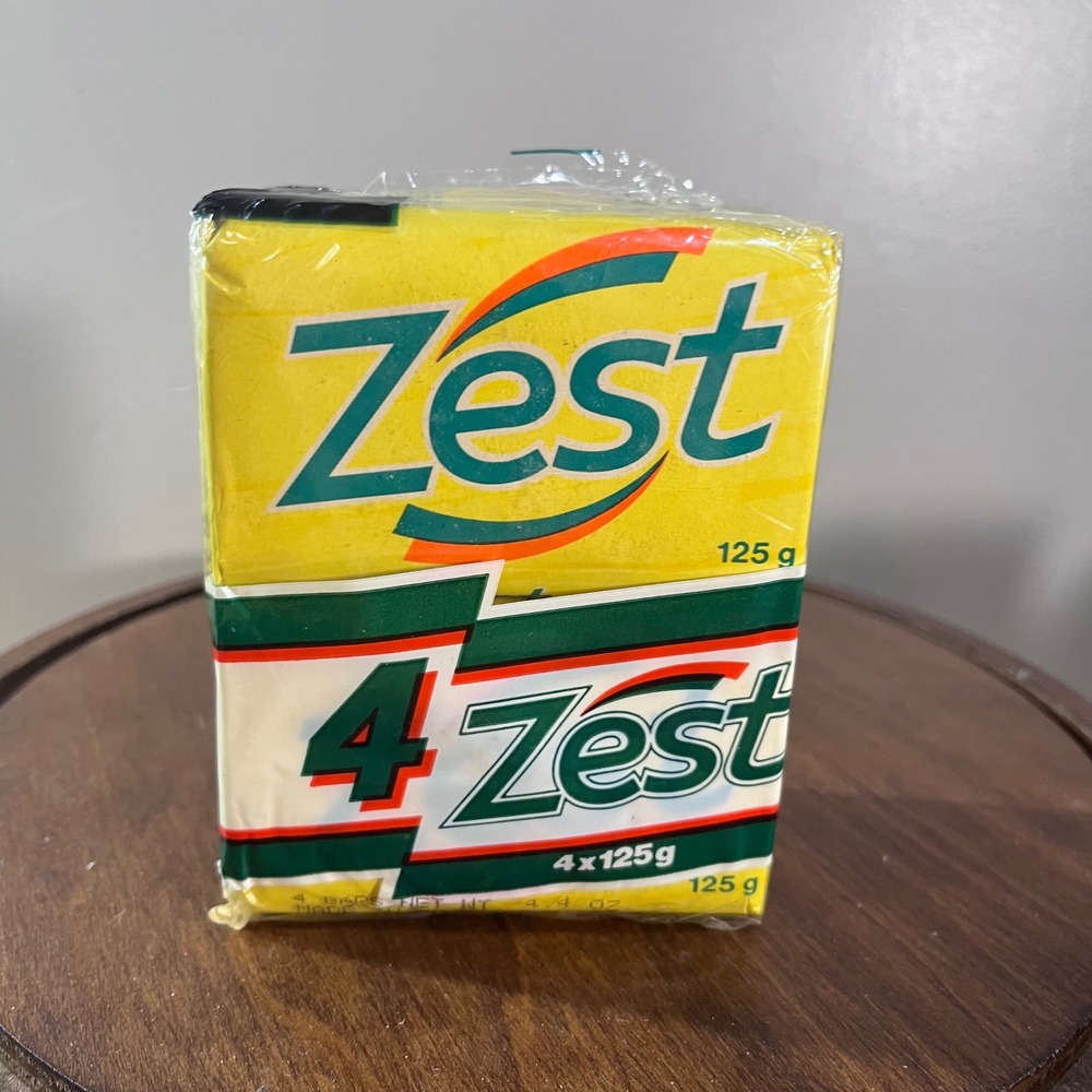 Zest Bar Soap 4 Pack Vtg Yellow Green Original Scent Sealed 125g Bars